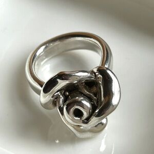 Vtg Bat Ami 925 Sterling Silver Puffy Electroform Rose Flower Ring Size 6